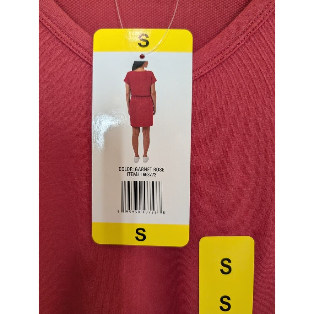 32 Degrees Cool Women's Crew Neck Short Sleeve Dress, Garnet Rose, Size Small - Picture 3 of 9